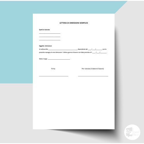 Lettera di dimissioni semplice
