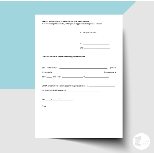 Richiesta contributo economico gita scuola