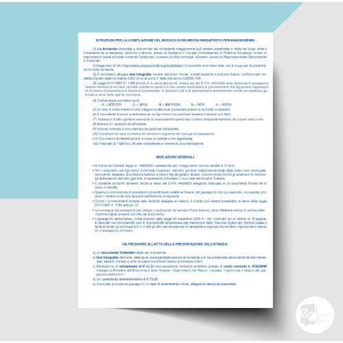 Richiesta passaporto maggiorenni