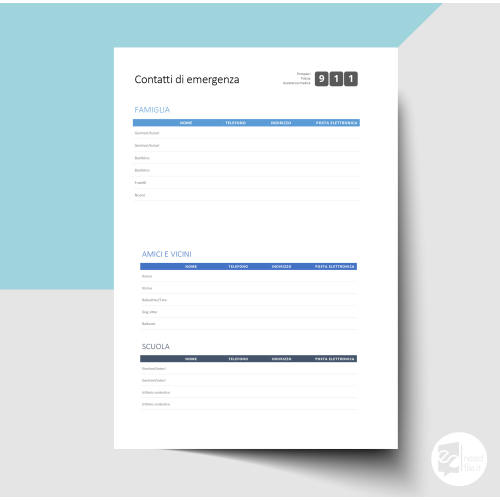 Elenco dei contatti di emergenza