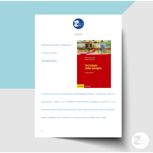 Sociologia della famiglia concetti chiave - Saraceno Naldini