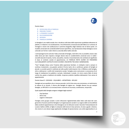 Famiglia e sociologia concetti chiave - Censi