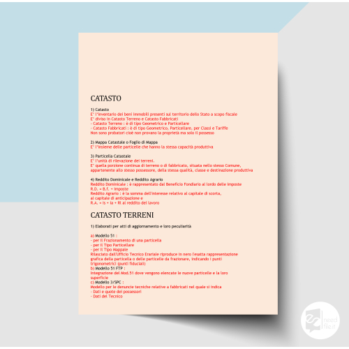 Memorizzazione rapida normative catasto