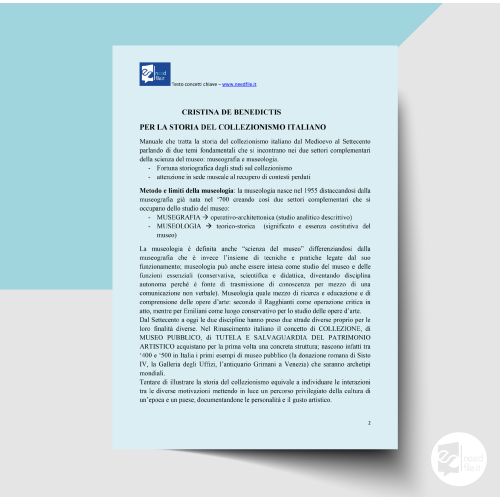 Concetti di storia del collezionismo De Benedictis