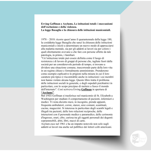 Basaglia e Goffman concetti sui manicomi