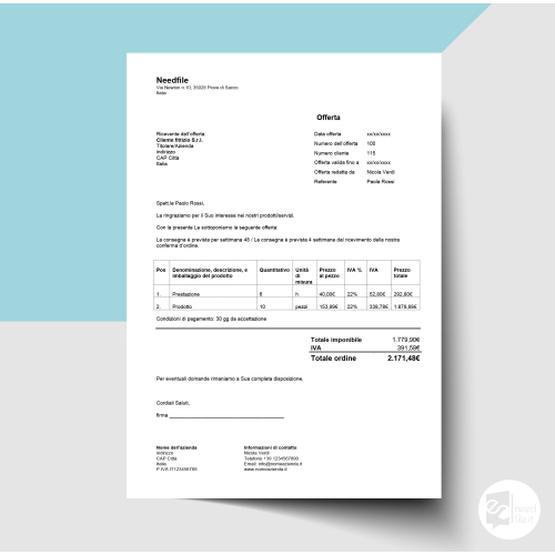 Modello offerta word