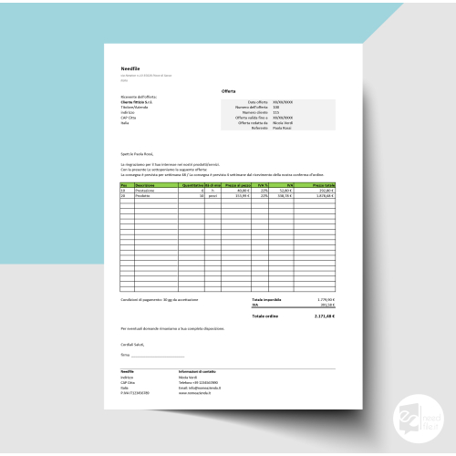 Modello offerta excel