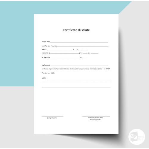 Certificato di salute per pediatra