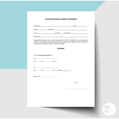 Autocertificazione cambio residenza