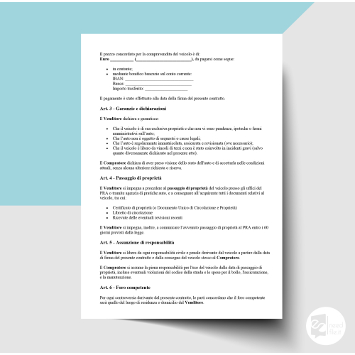 Compravendita veicolo tra privati