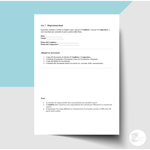 Compravendita veicolo tra privati