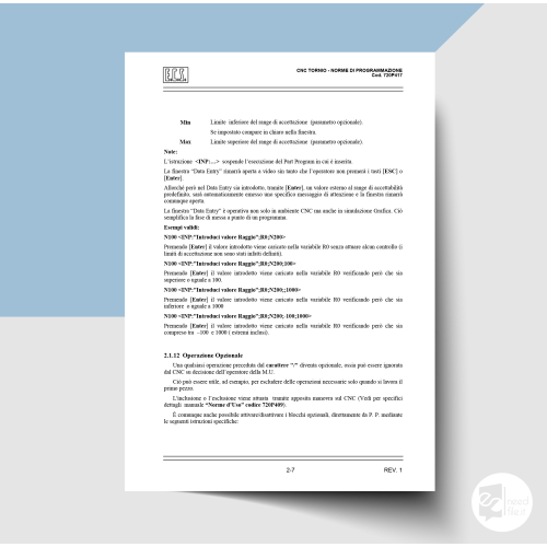 Norme di programmazione controllo numerico tornio